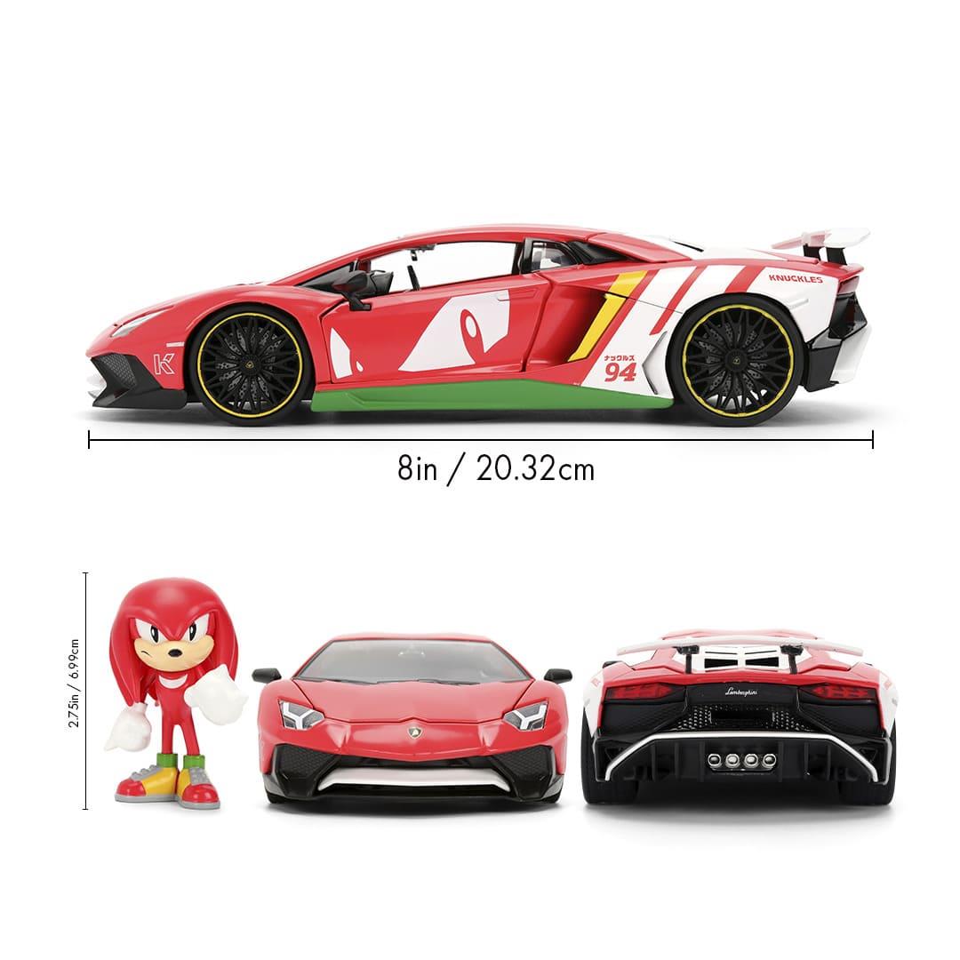 Sonic Lamborghini Aventador 1:24 Scale Die Cast Vehicle with Knuckles Figure
