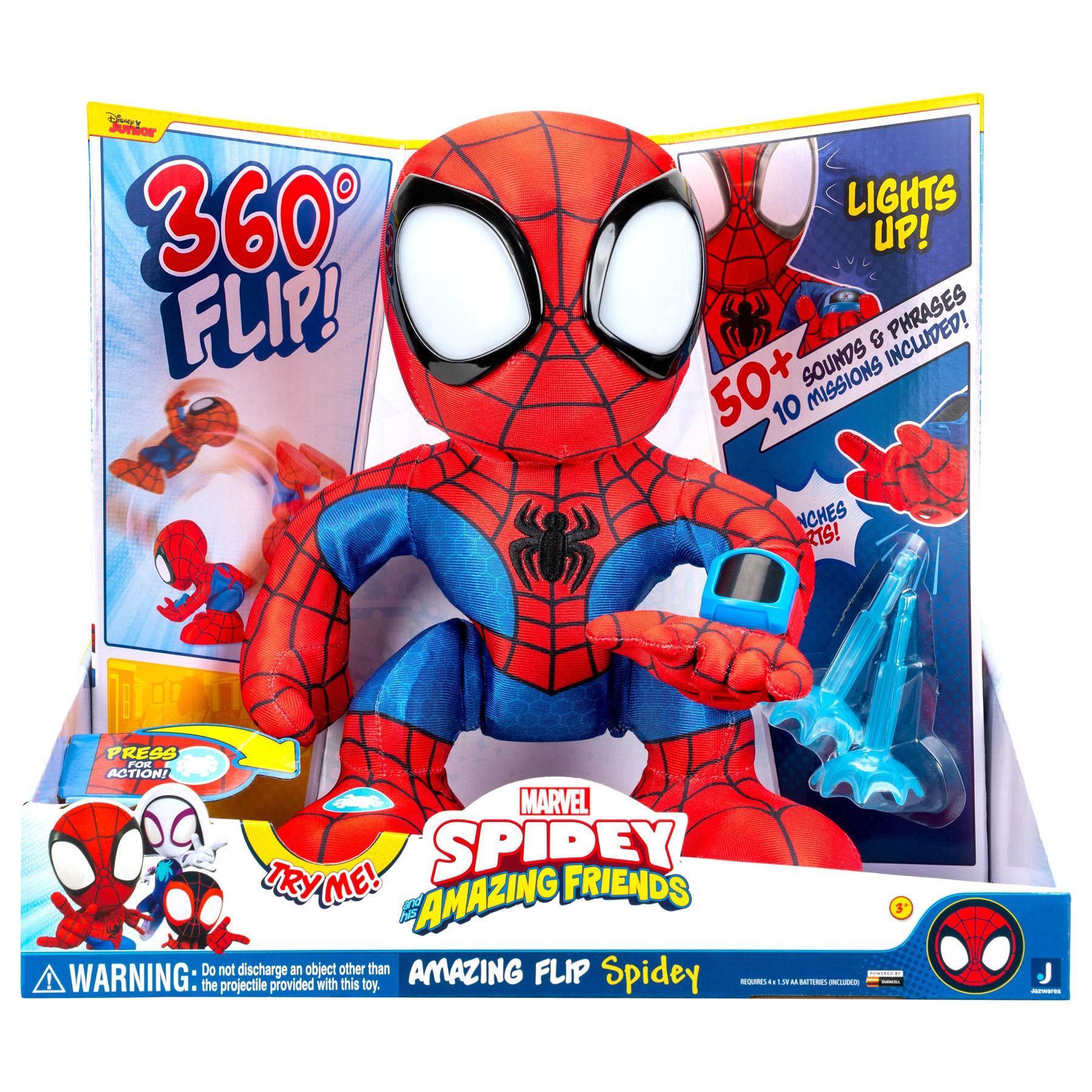 Marvel Spidey and His Amazing Friends Amazing Flip Spidey 12 Inch Animatronic Plush
