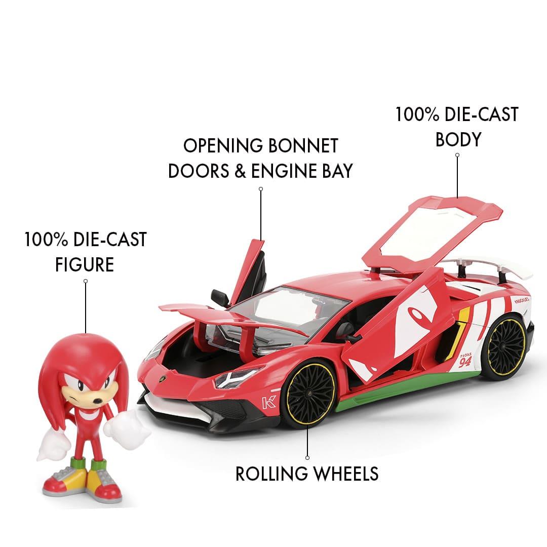Sonic Lamborghini Aventador 1:24 Scale Die Cast Vehicle with Knuckles Figure