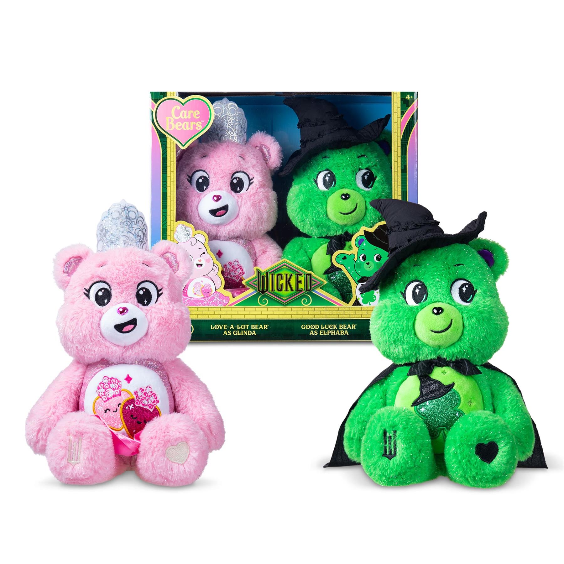 Care Bears - Wicked Movie Plush - Love-a-Lot Bear as Glinda & Good Luck Bear as Elphaba