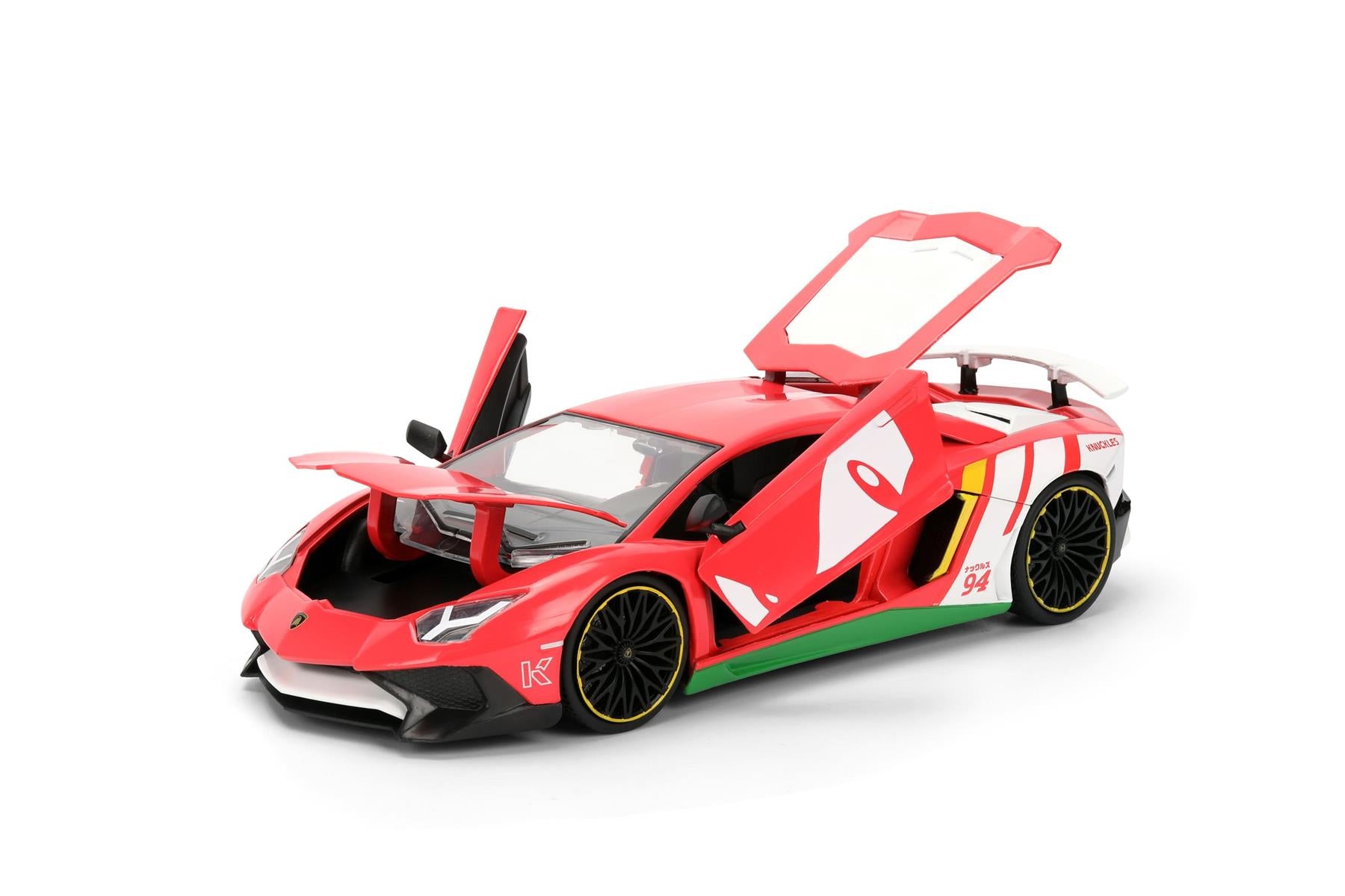 Sonic Lamborghini Aventador 1:24 Scale Die Cast Vehicle with Knuckles Figure