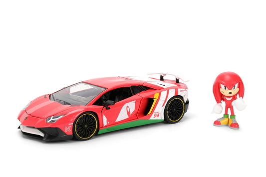 Sonic Lamborghini Aventador 1:24 Scale Die Cast Vehicle with Knuckles Figure