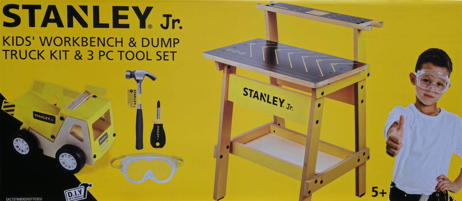 Stanley Jr Kids Workbench Dump Truck Kit Piece Tool Set