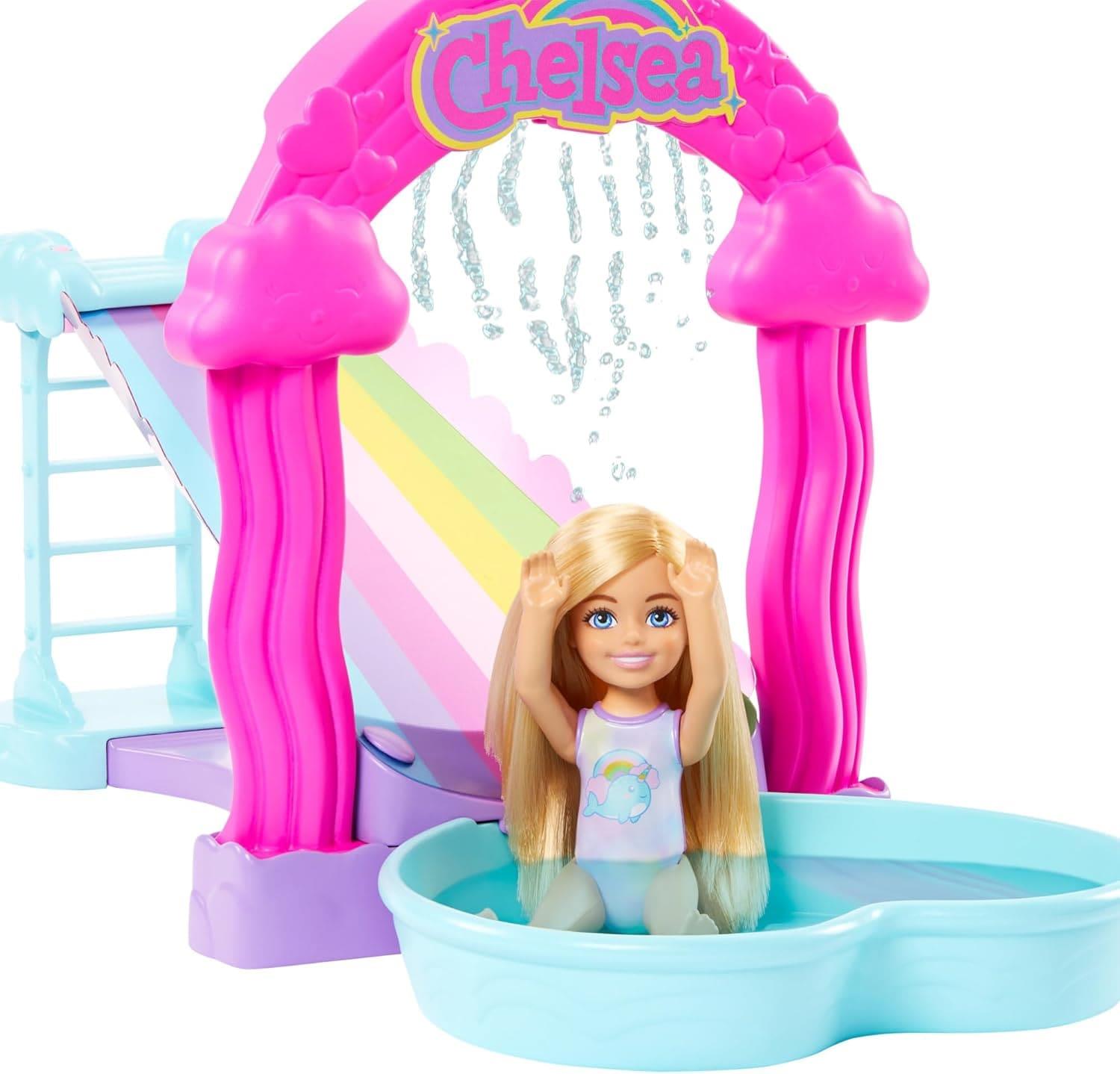 Barbie Chelsea Rainbow Water Slide Playset with Doll, Dog