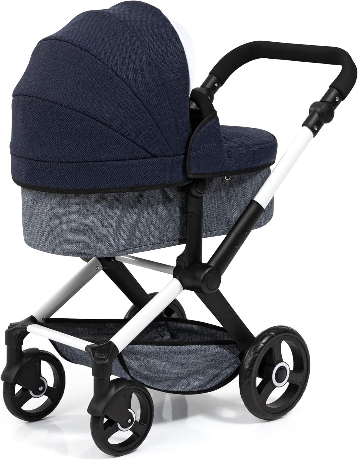 Bayer Dolls pram Xeo with fabric ribbon Blue