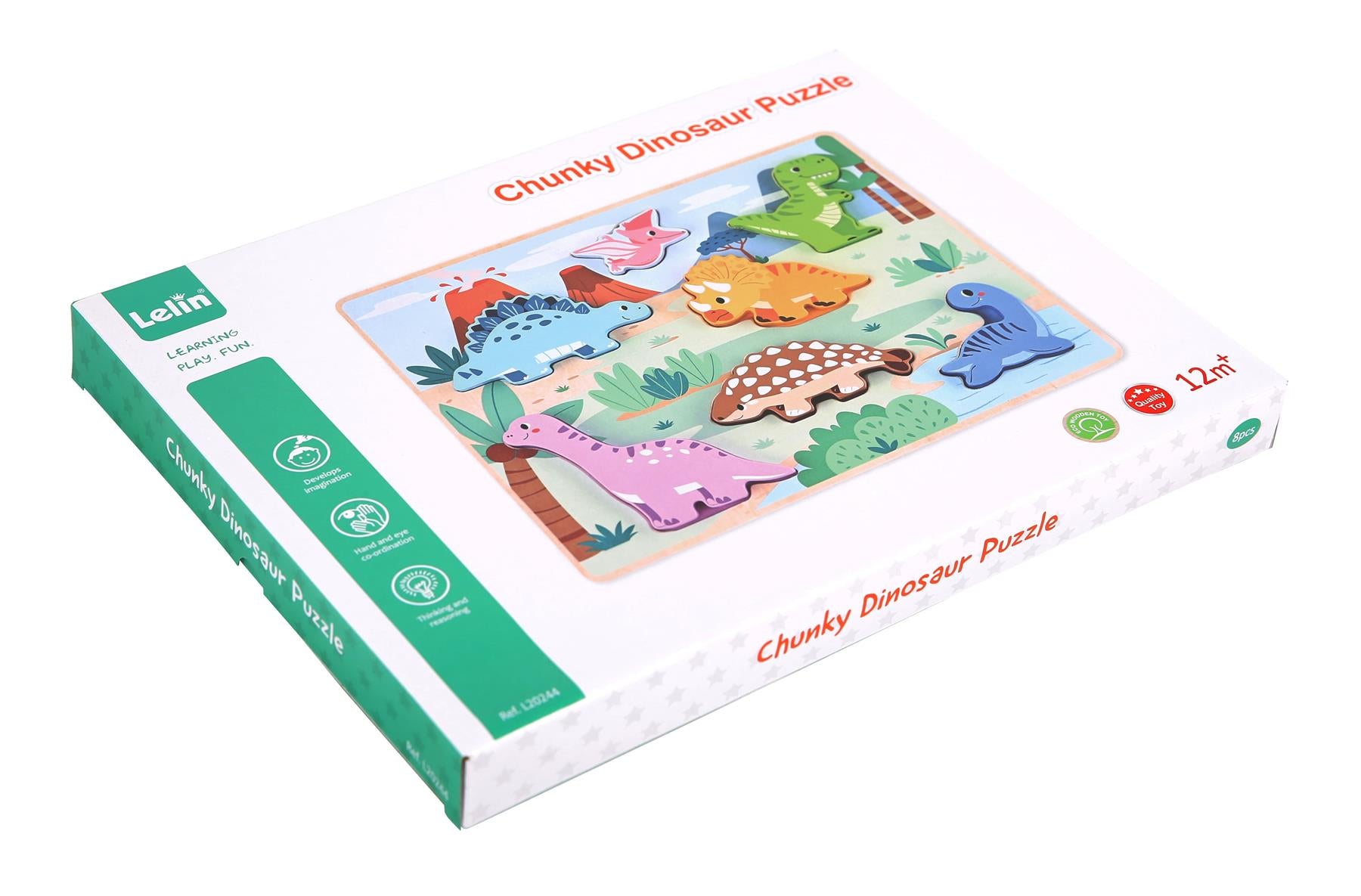 Lelin Wooden Chunky Dinosaur Puzzle