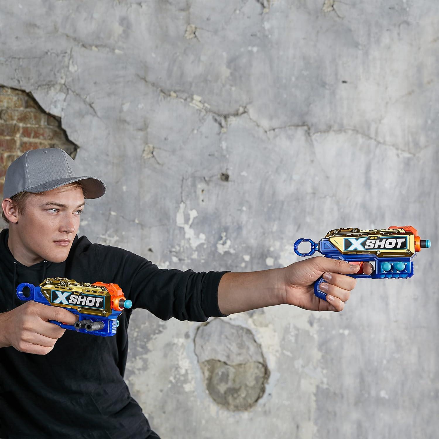 Zuru X-Shot 6 Pack Combo Golden Reflex 6 & Kickback Blasters & Foam Darts