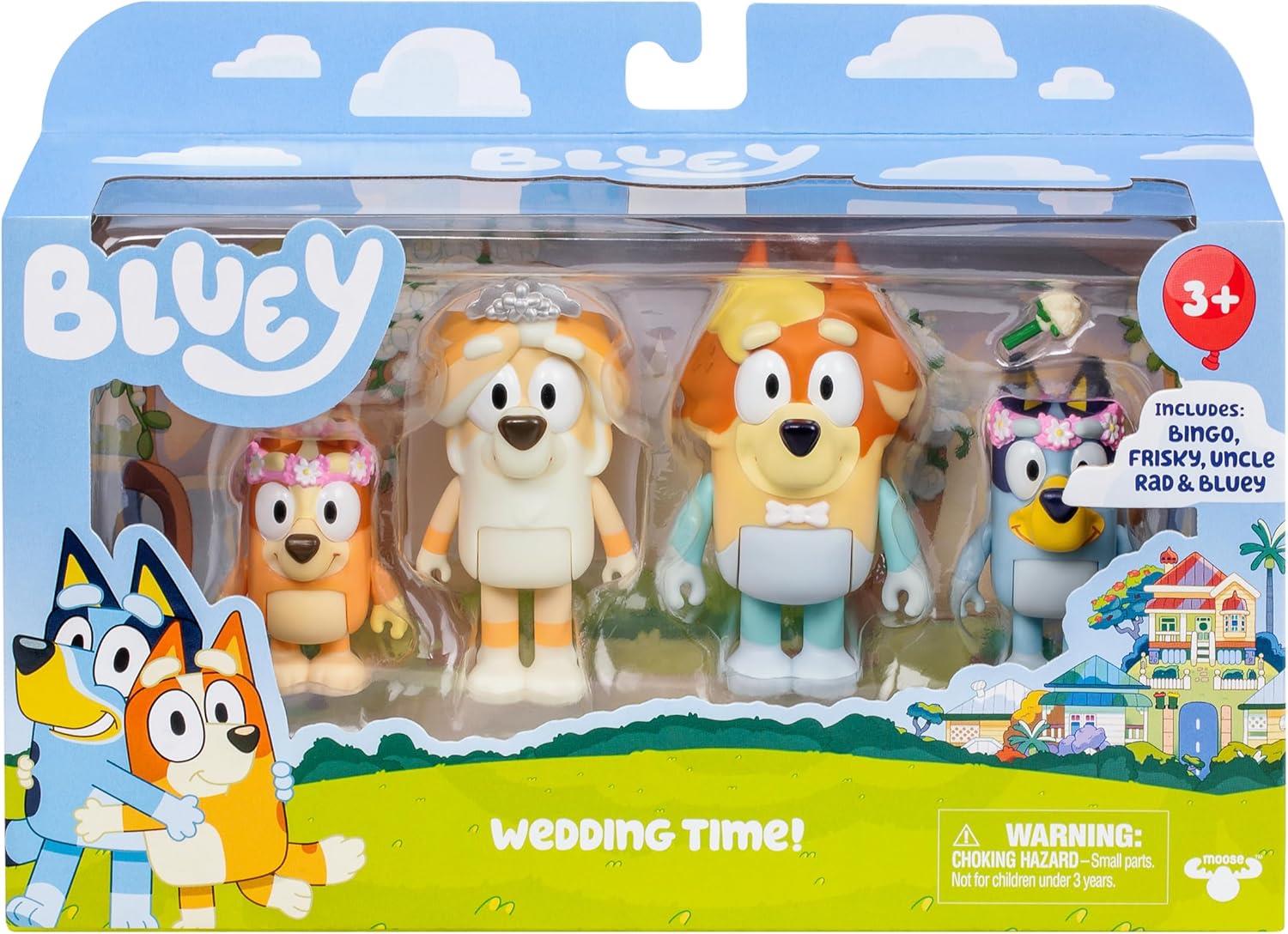 Bluey Wedding Time Figure Pack 4 Character Figures Playset