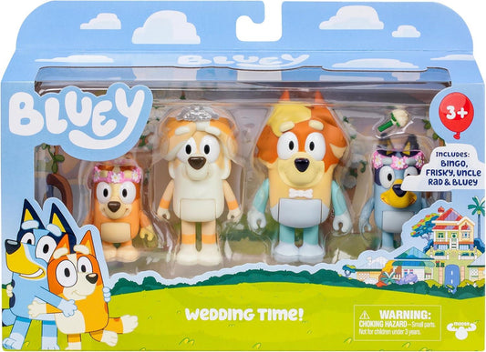 Bluey Wedding Time Figure Pack 4 Character Figures Playset