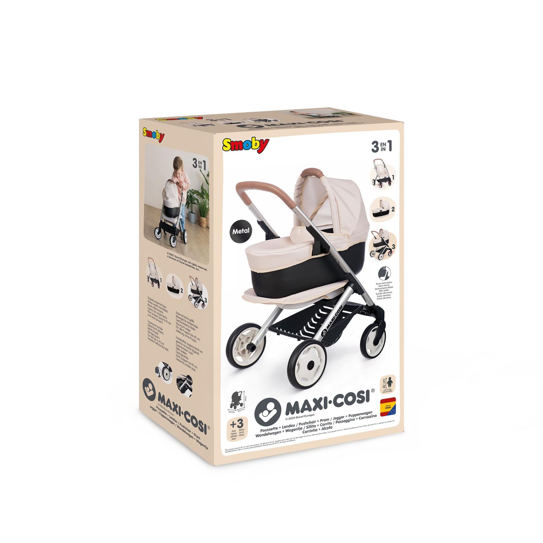 Smoby Maxi-Cosi 3 in 1 Pushchair and Pram Beige