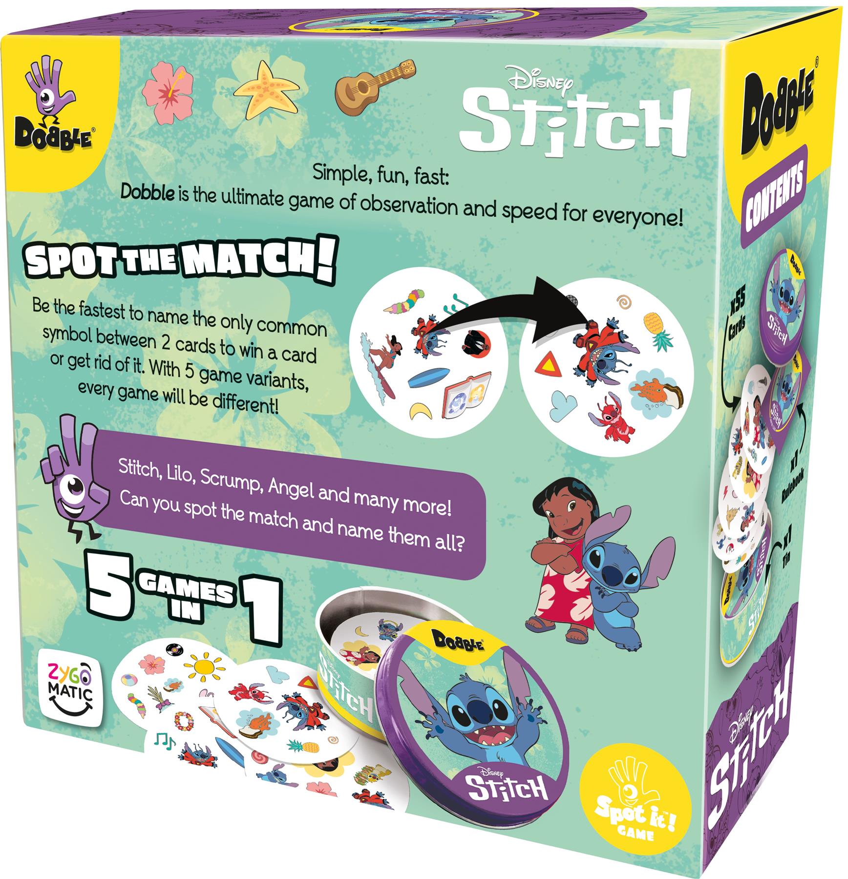 Disney Stitch Dobble Spot The Match Card Game