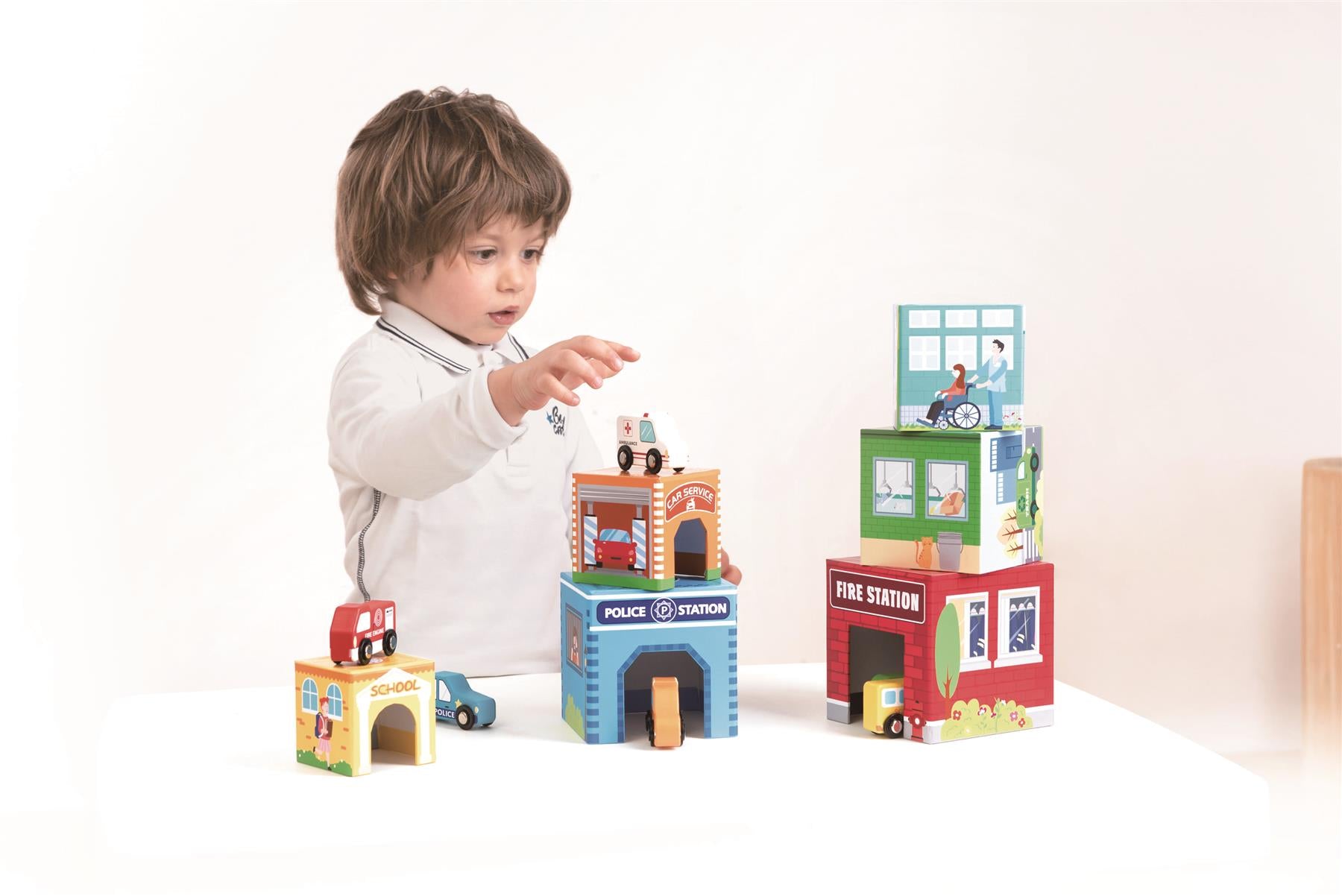 Lelin Wooden Stacking Cubes - Vehicles