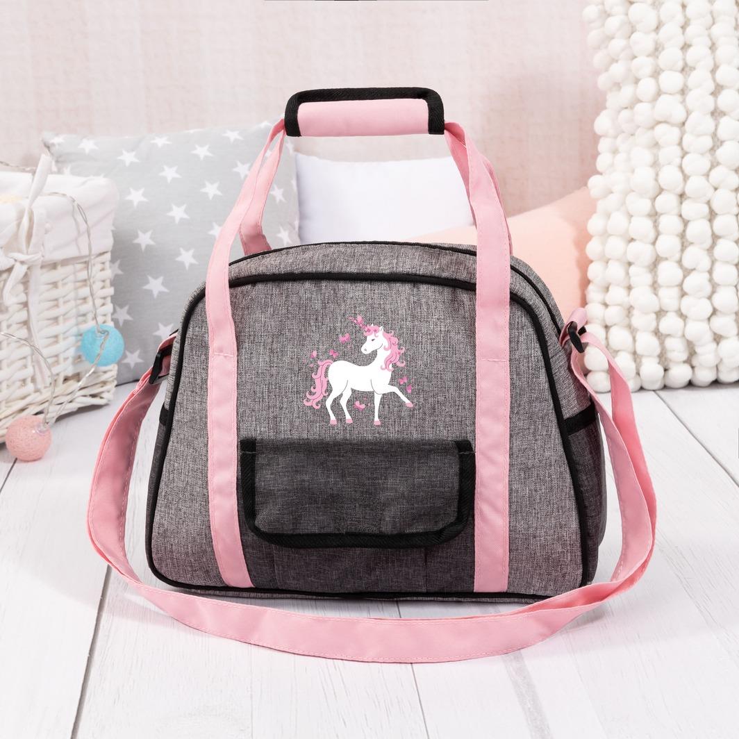 Bayer Doll Nursery Bag Set Grey with Unicorn