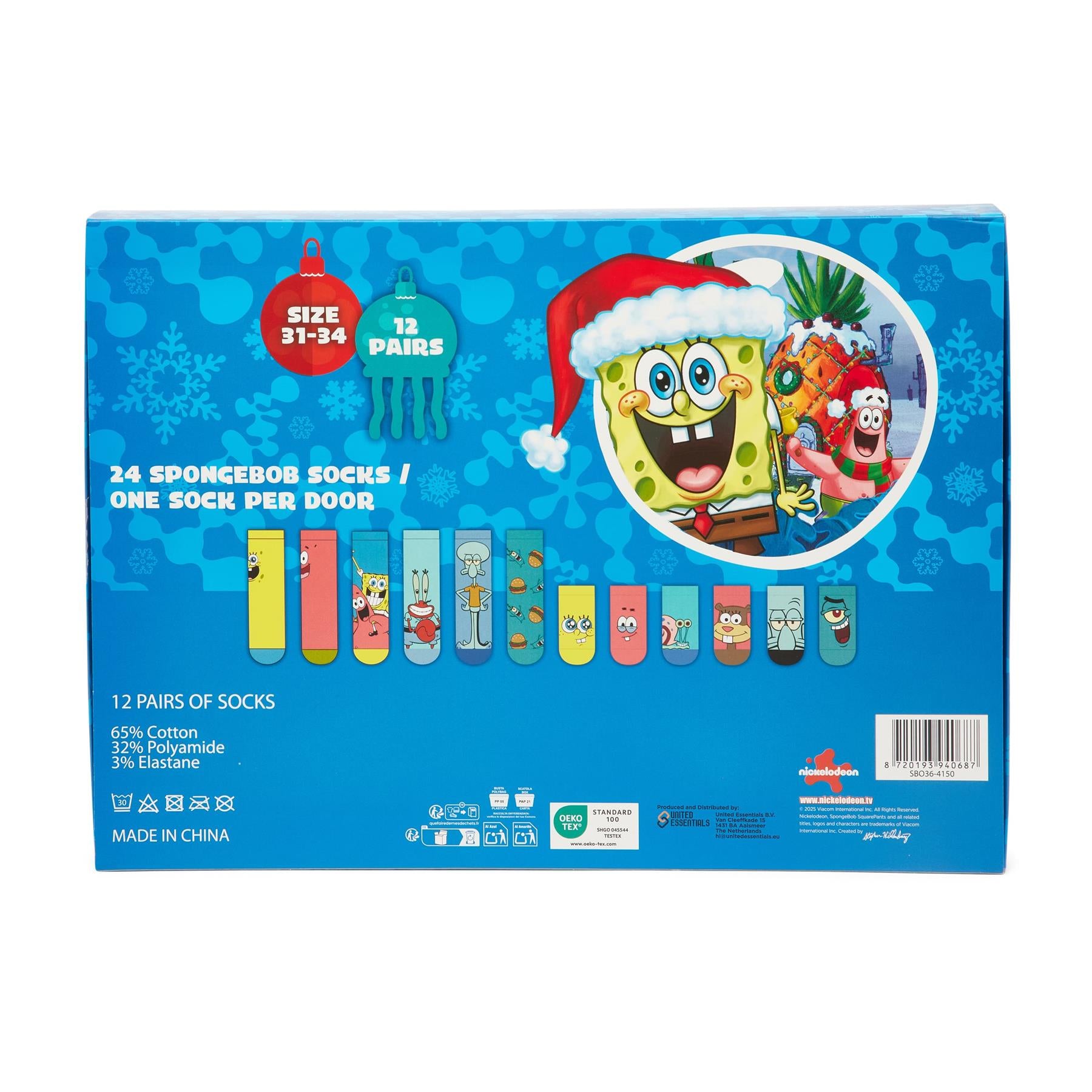 Spongebob 24-Day Sock Advent Calendar - 12 pairs