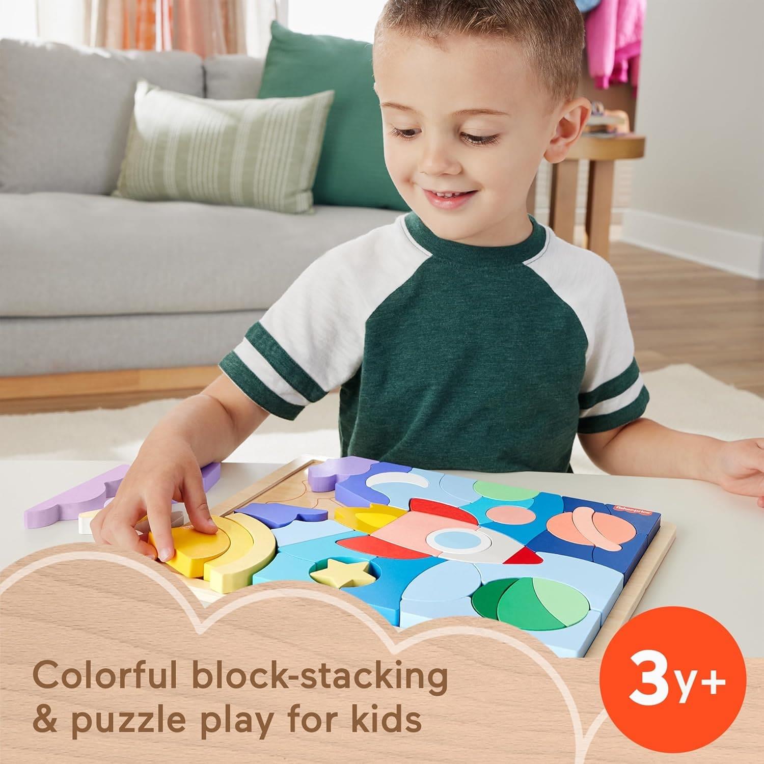 Fisher Price Wooden Space Blocks Puzzle
