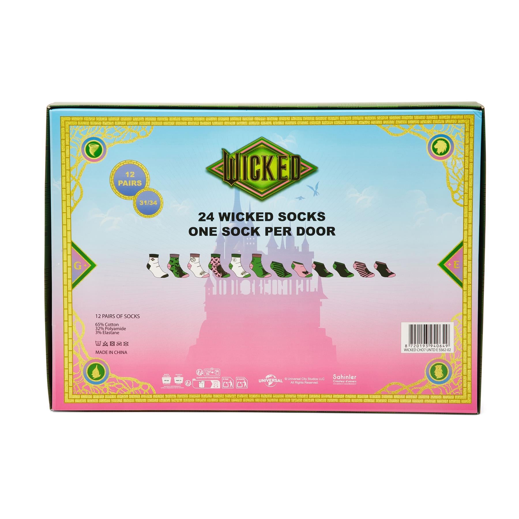Wicked for Good 24-Day Sock Advent Calendar - 12 pairs