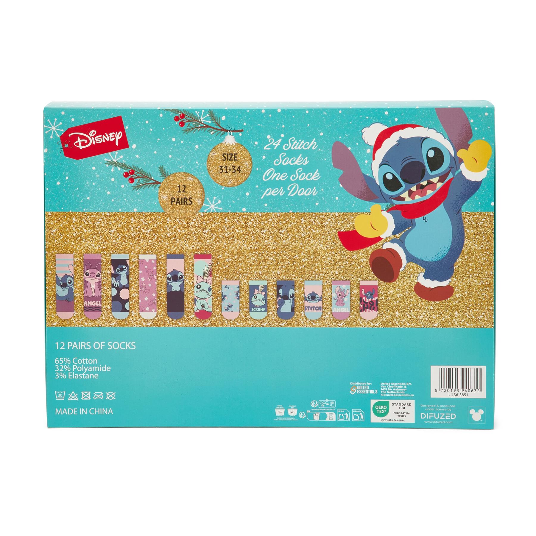 Disney Stich 24-Day Sock Advent Calendar - 12 pairs