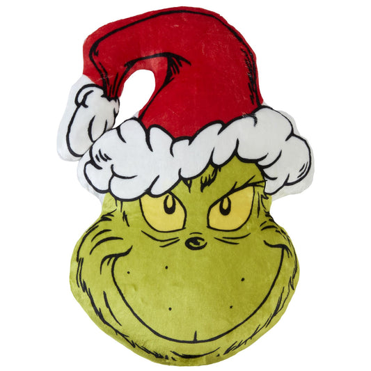 The Grinch Head Shape Cushion with Hat