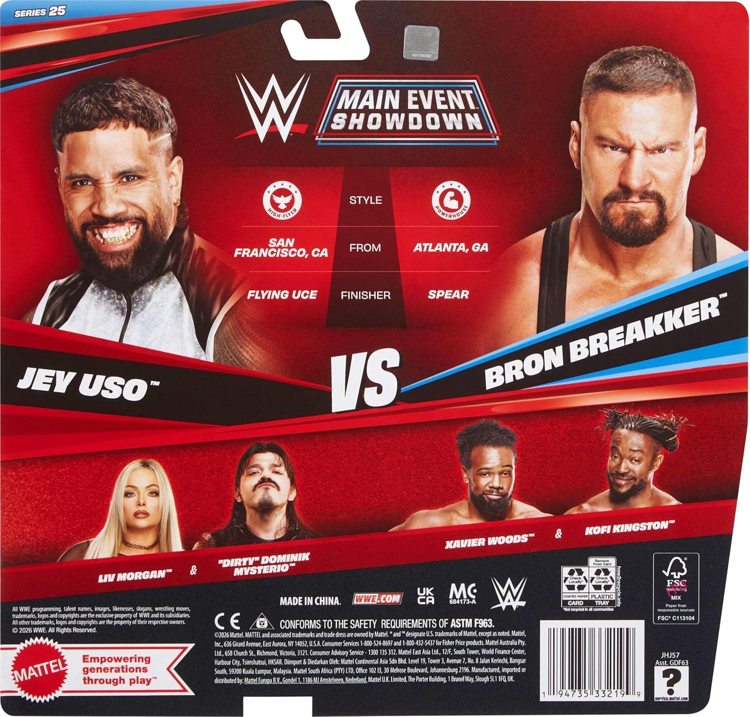 WWE Main Event Showdown 6 Inch Action Figures - Bron Breakker vs Jey Uso