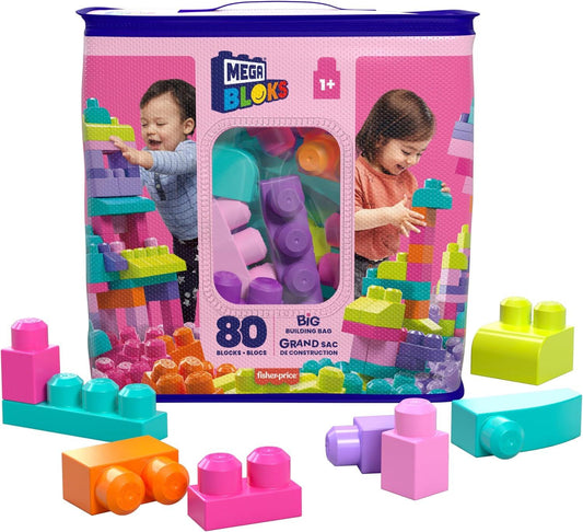 Mega Bloks 80-Piece Building Block Bag – Pink