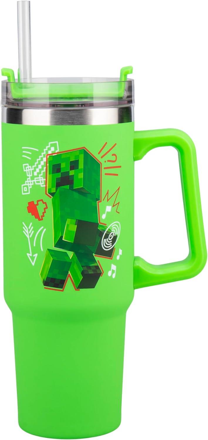 Minecraft Steve & Creeper 900ml Insulated Cup & Straw
