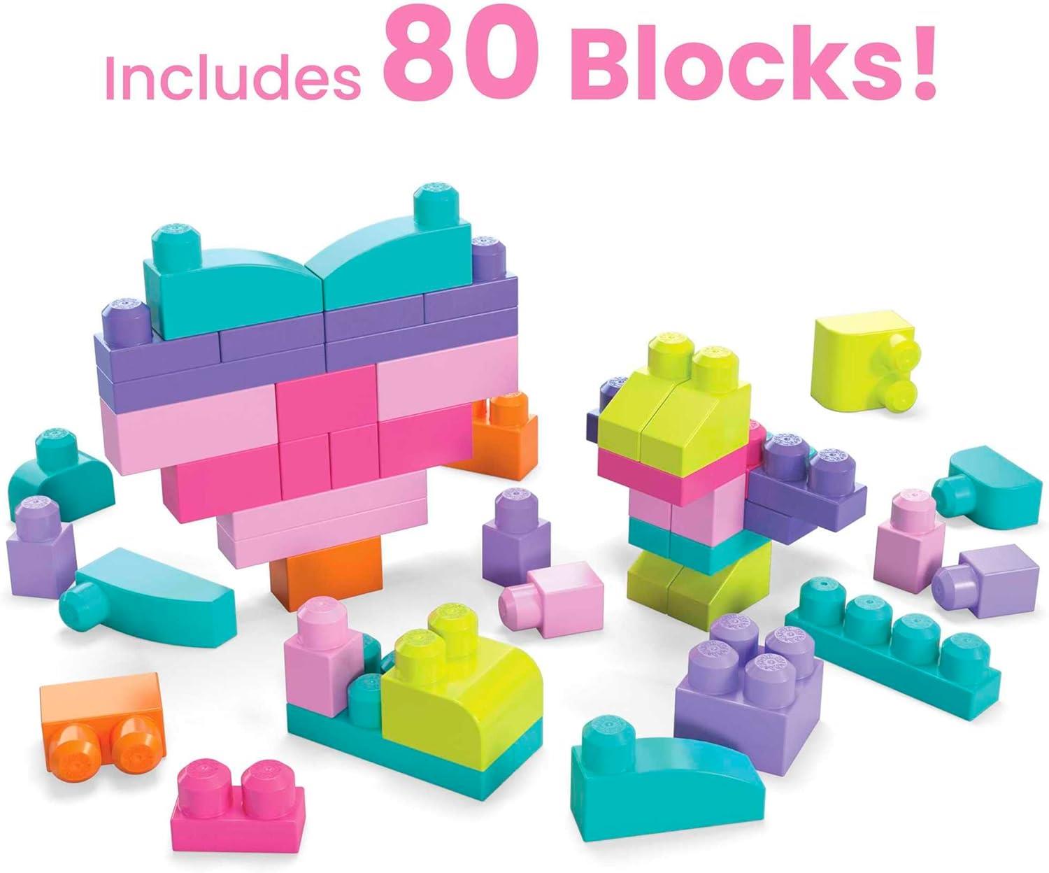 Mega Bloks 80-Piece Building Block Bag – Pink