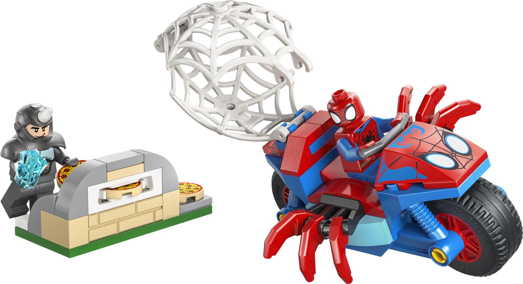 LEGO Spidey on his Motorcycle vs. Rhino 11206