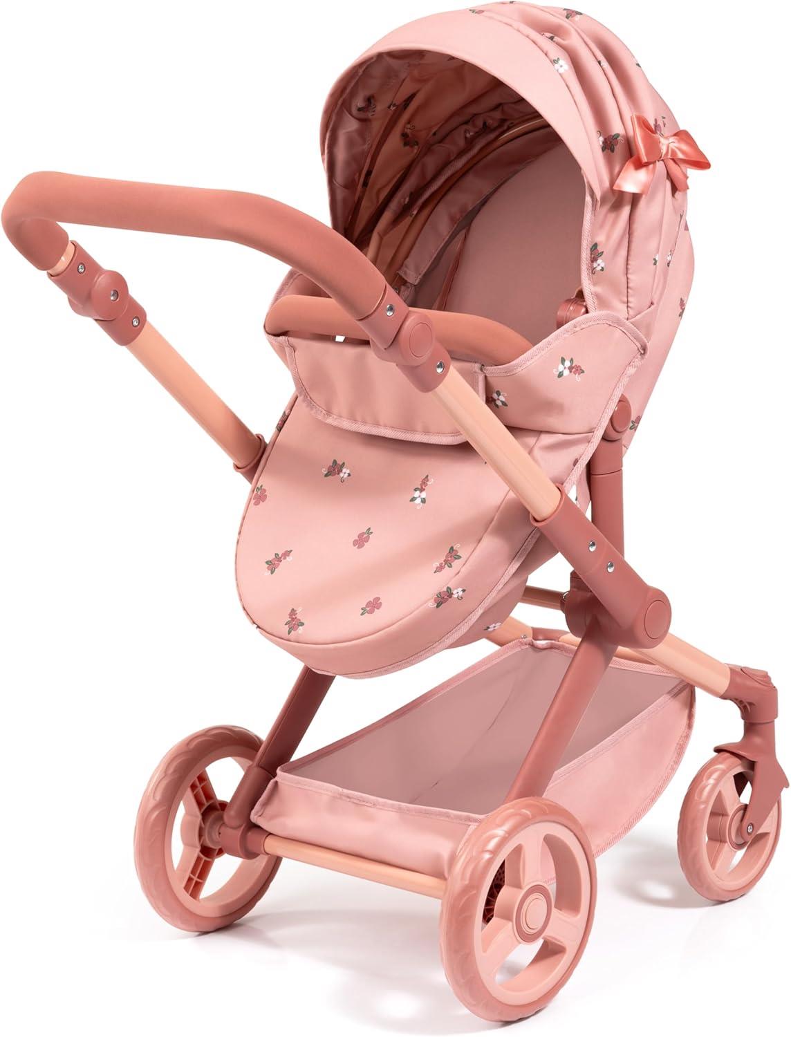 Bayer Dolls Pram Xeo with Fabric Ribbon - Pink