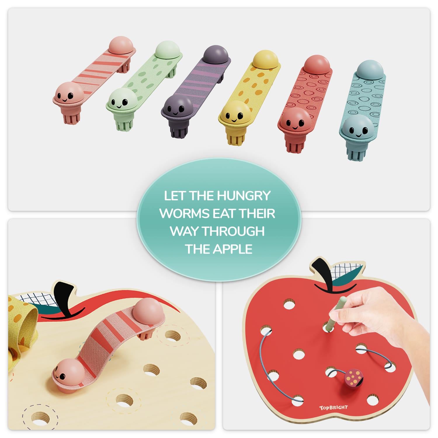 Topbright Wooden Apple Worms