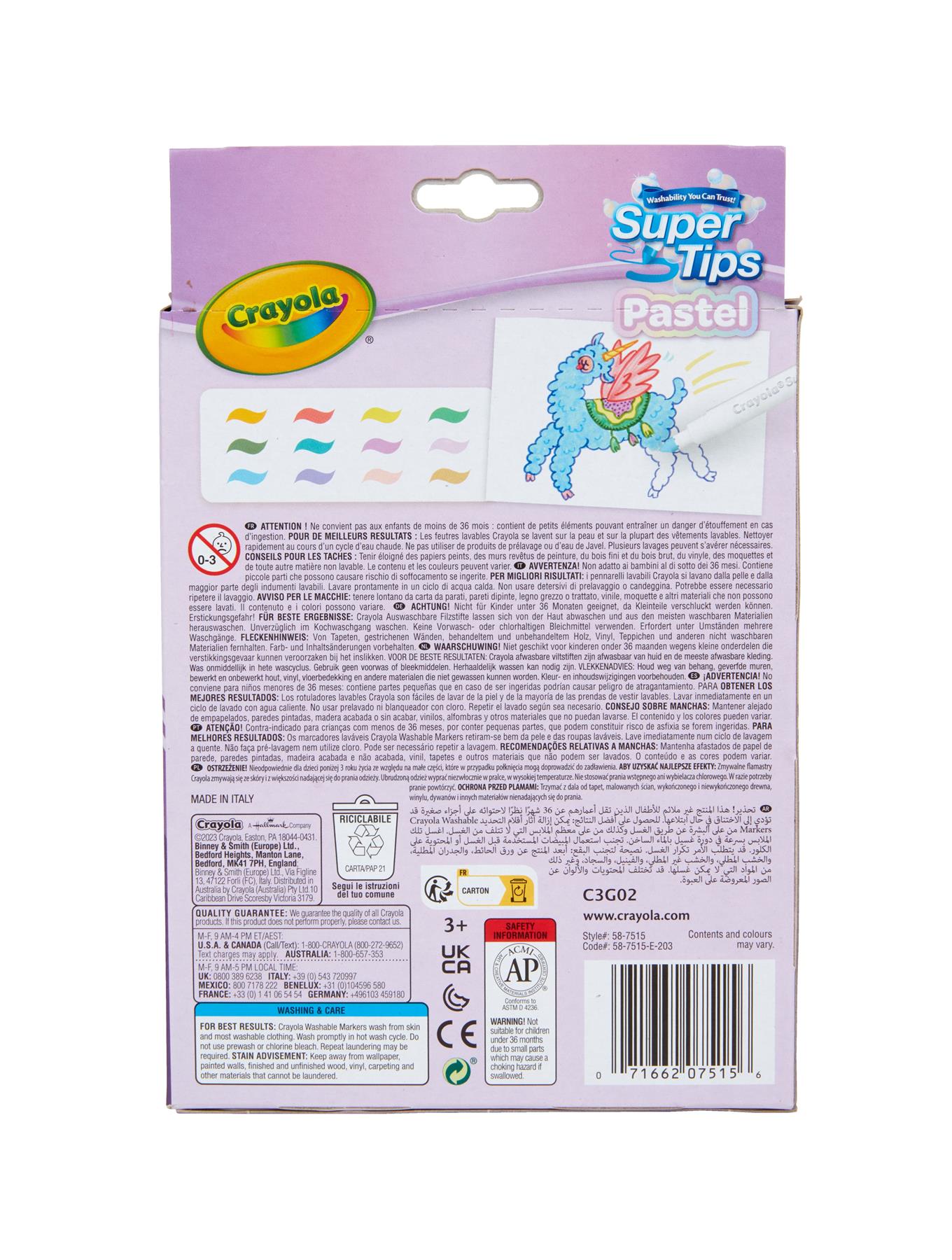 Crayola 12 Pastel SuperTips Washable Markers