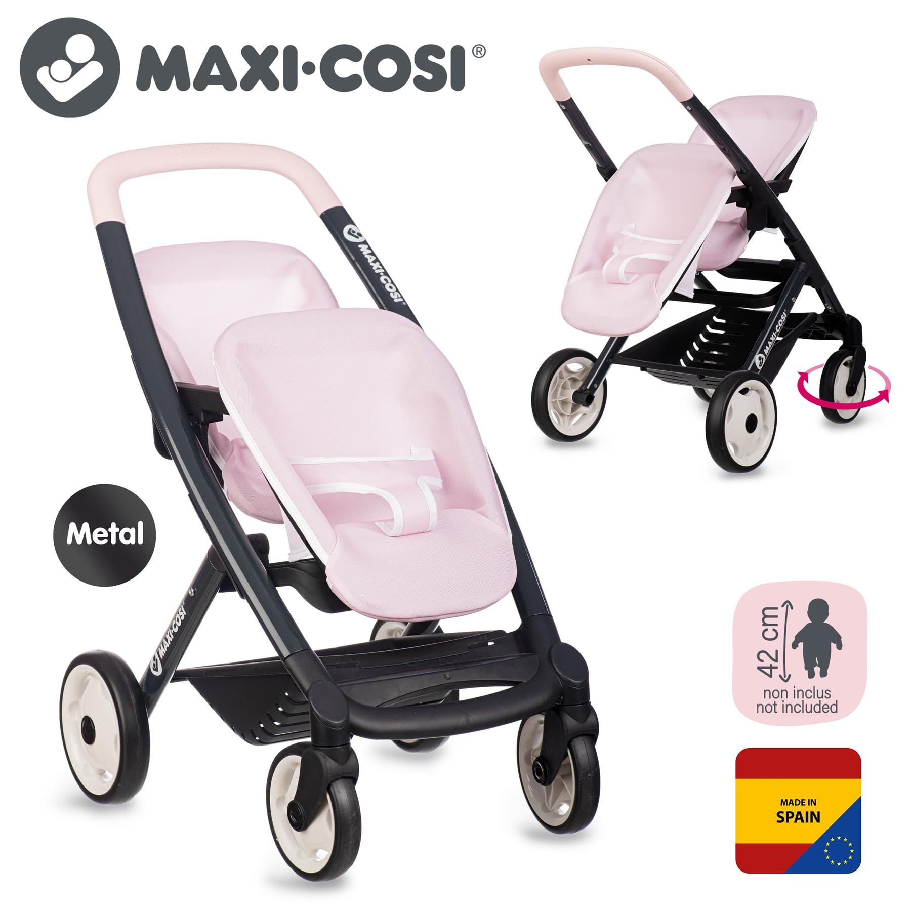 Smoby Maxi-Cosi Twin Pushchair Blush Pink