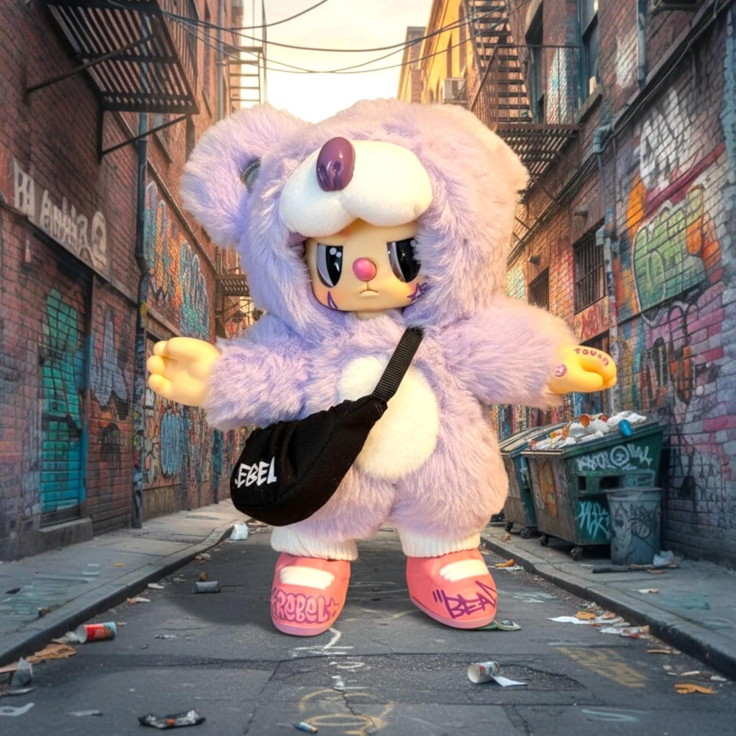 Pop Cuppo Rebel Bear & Bag Movable Plush