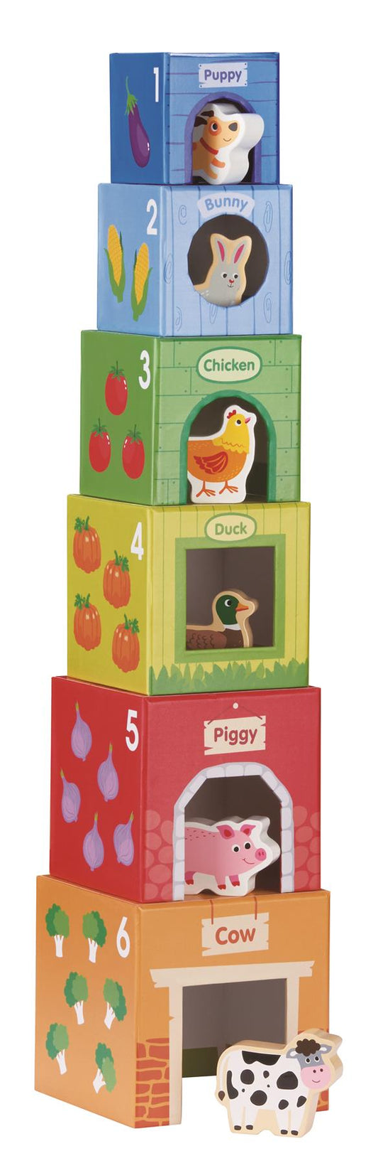 Lelin Wooden Stacking Cubes - Farm Animals