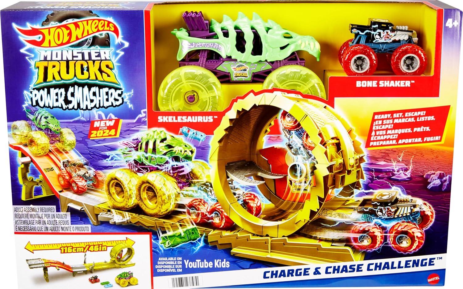 Hot Wheels Monster Trucks Power Smashers Charge & Chase Playset