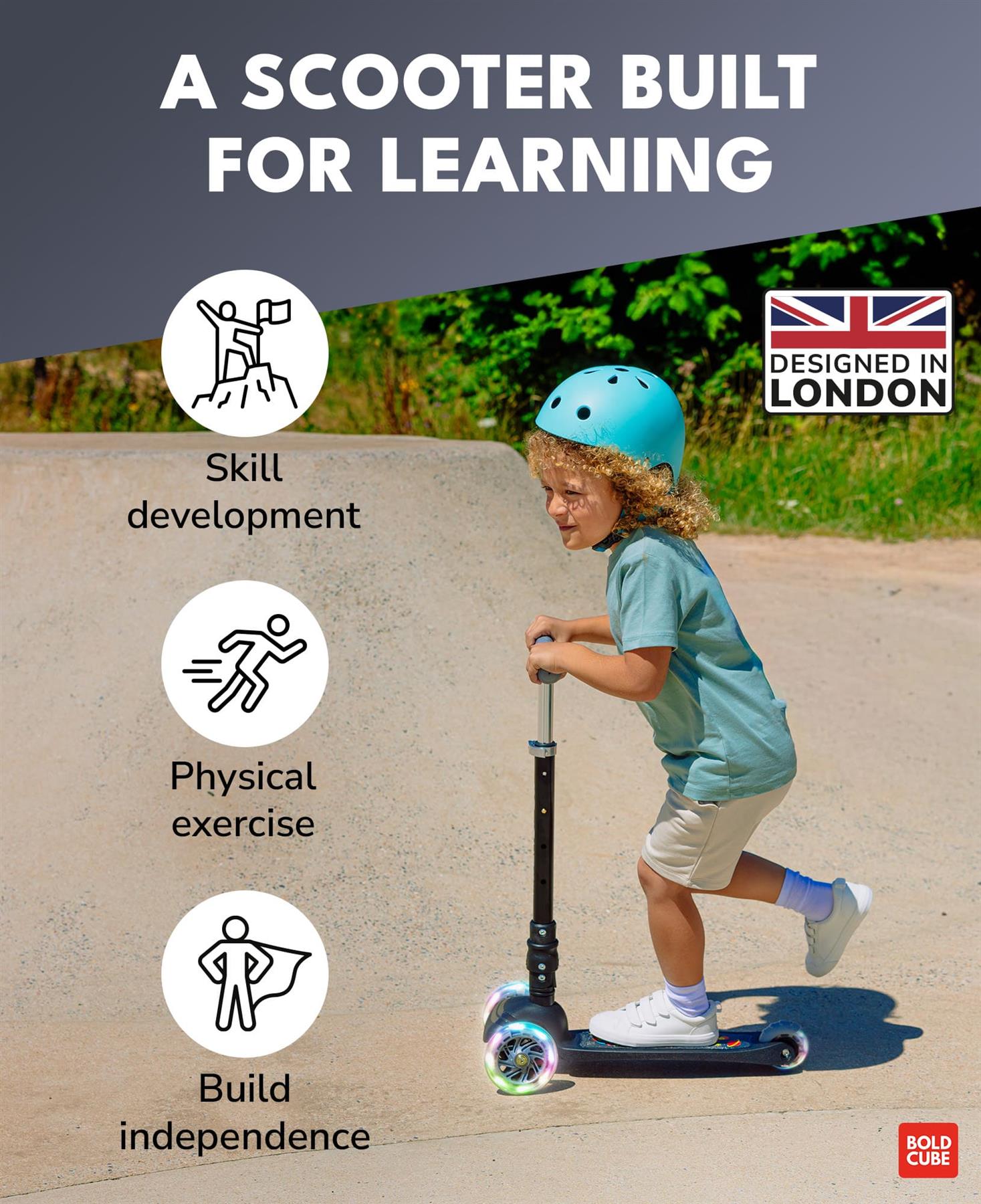 Boldcube Teeny Fold 3 Wheel Scooter - Rocket