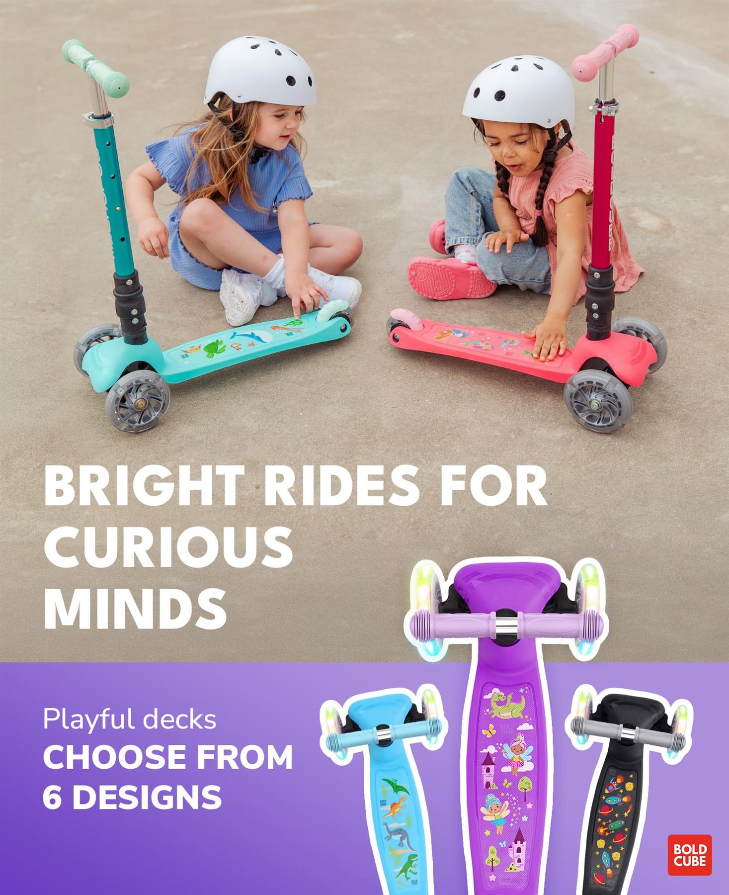 Boldcube Teeny Fold  3 Wheel Scooter - Unicorn