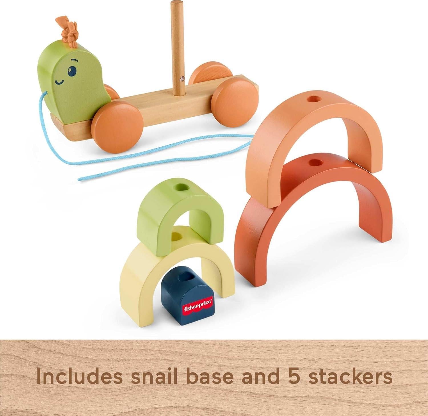 Fisher-Price Tiny Garden Wooden Pull-Along Stacking Snail Toddler