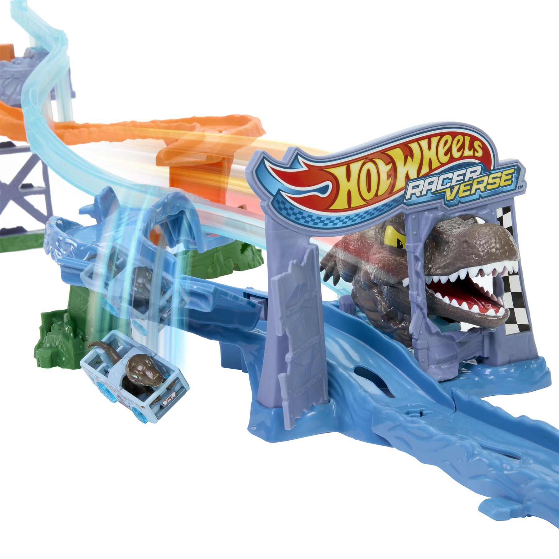 Hot Wheels RacerVerse Jurassic World Crash & Splash Track Set