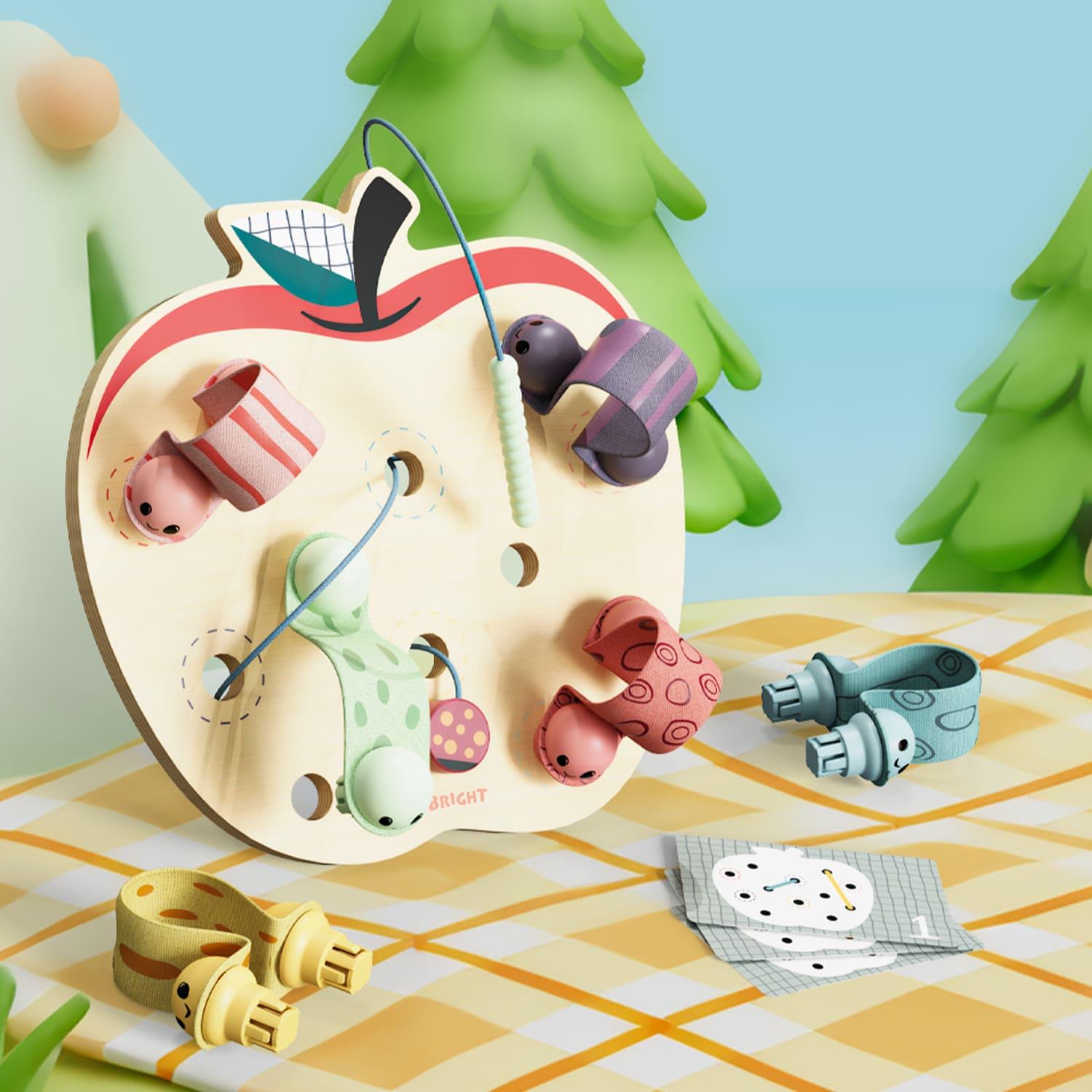 Topbright Wooden Apple Worms