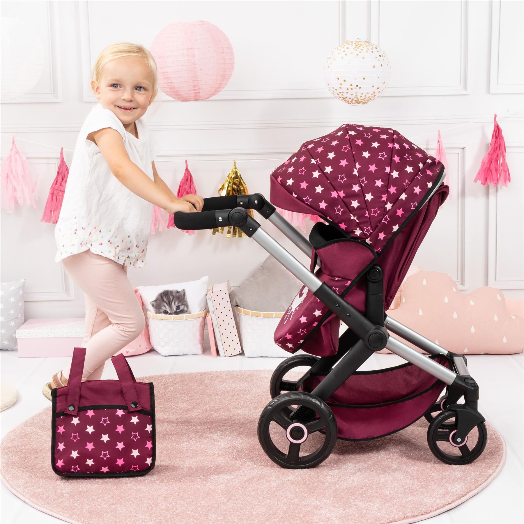 Bayer Dolls Pram Xeo - Burgundy