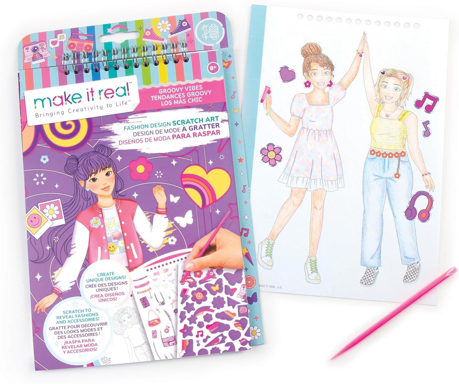 Make It Real Fashion Design Scratch Art: Groovy Vibes