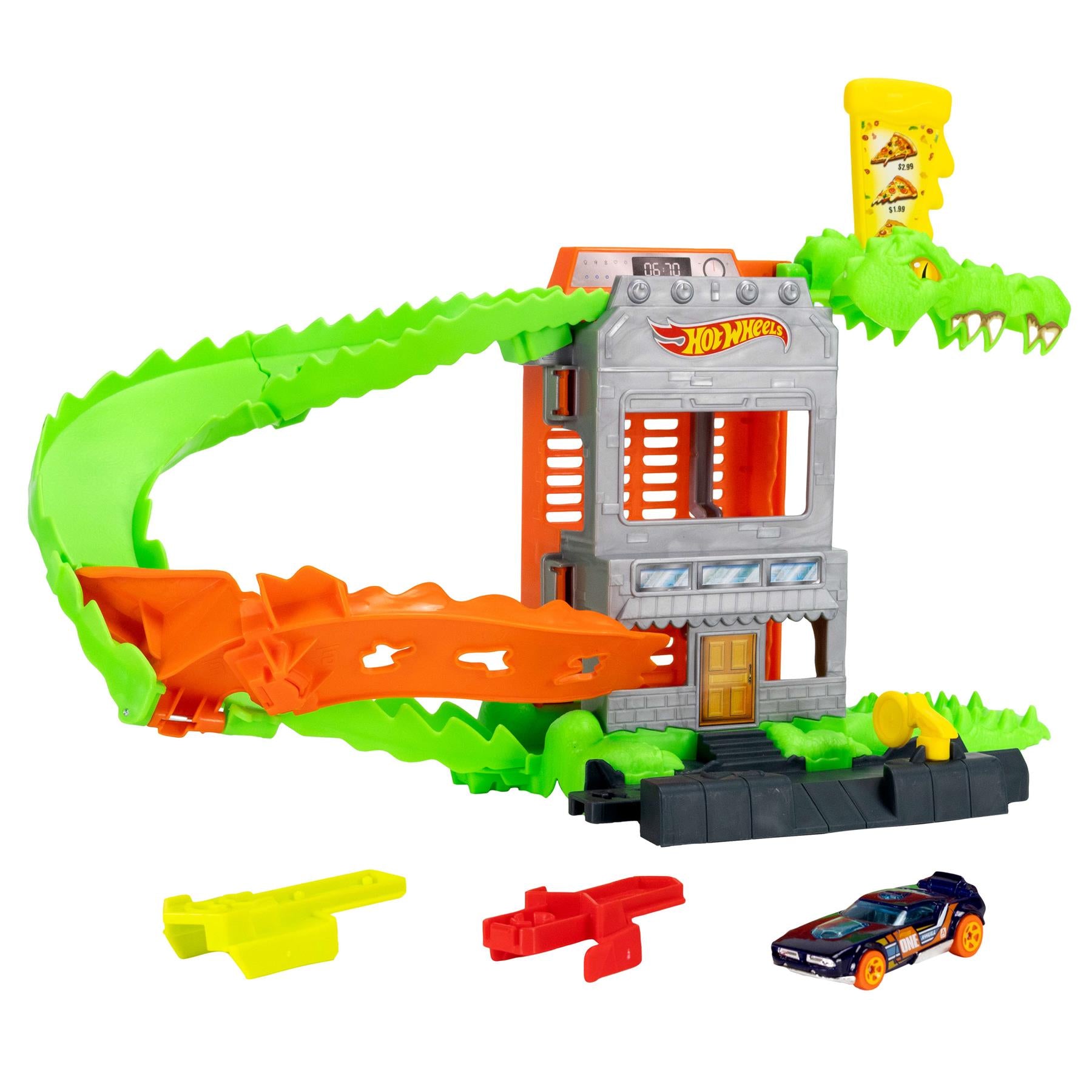 Hot Wheels City Croc Pizza Attack Playset & 1:64 Scale Toy Car