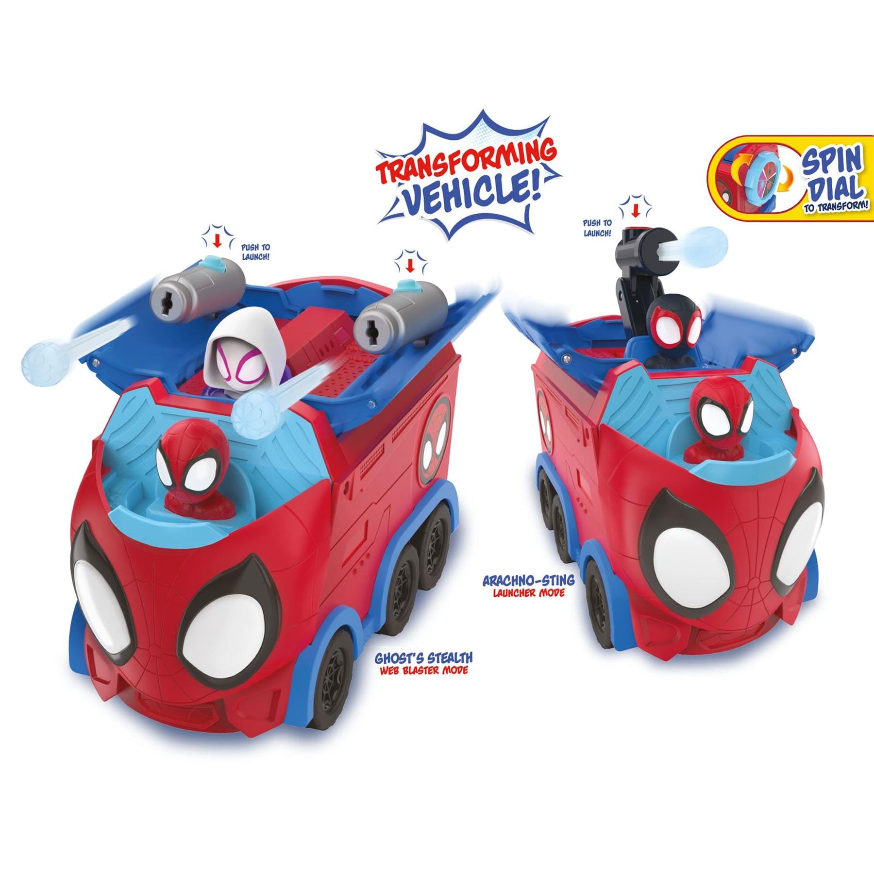 Marvel Spidey and His Amazing Friends Web Spinning Hauler 8 Inch 3-In-1 Transforming Vehicle