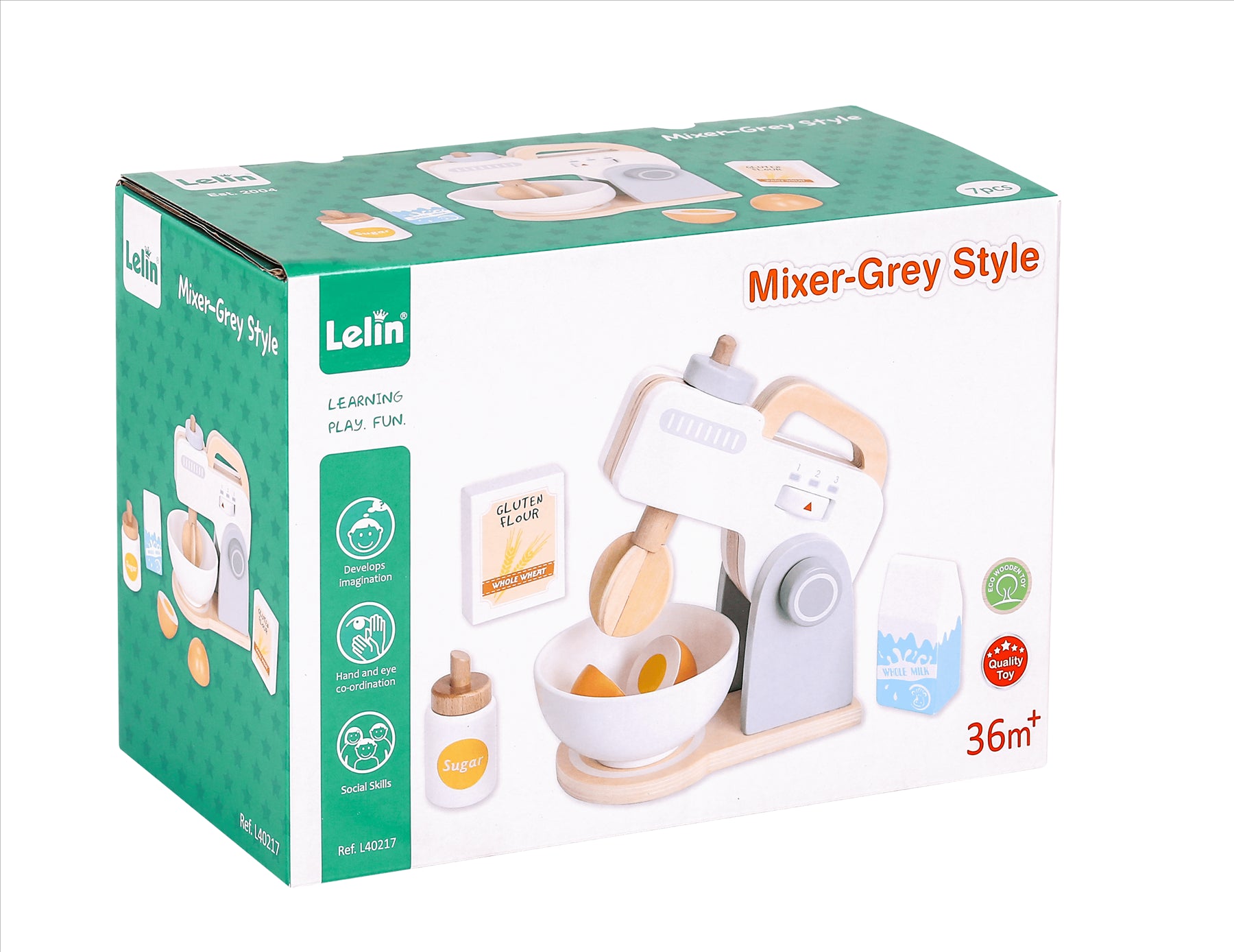Lelin Wooden Mixer - Grey Style