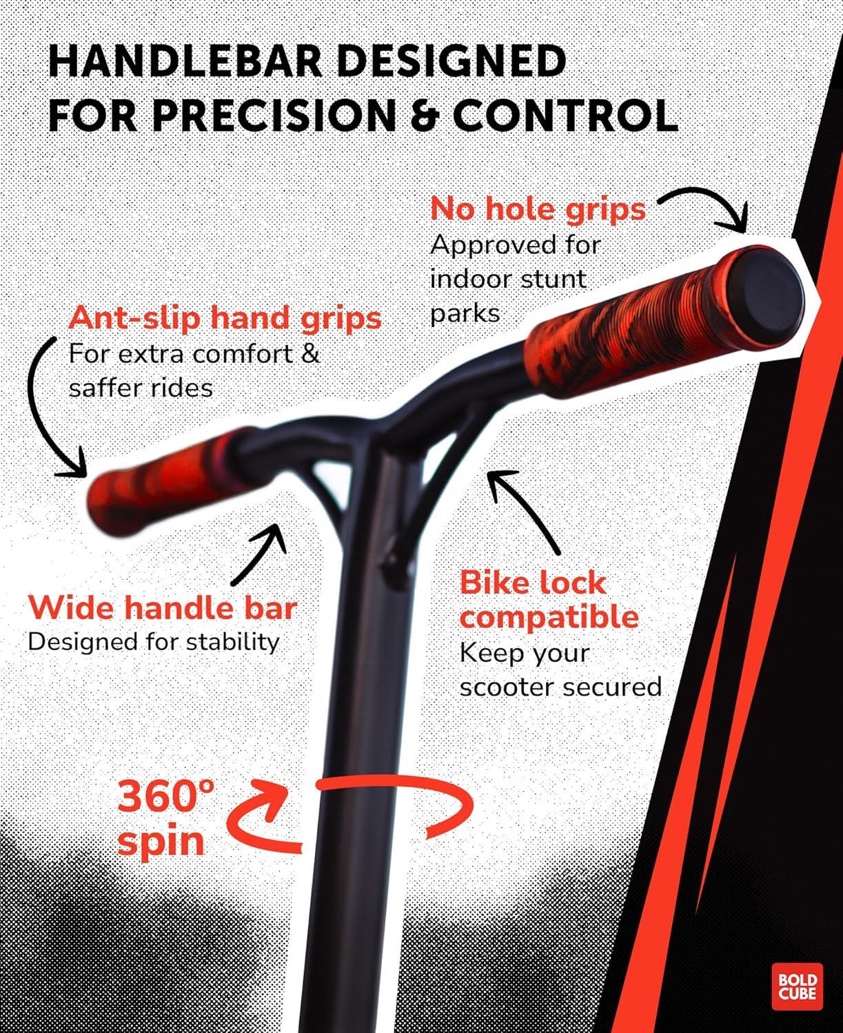 Boldcube Deluxe Stunt Scooter - Black Fire