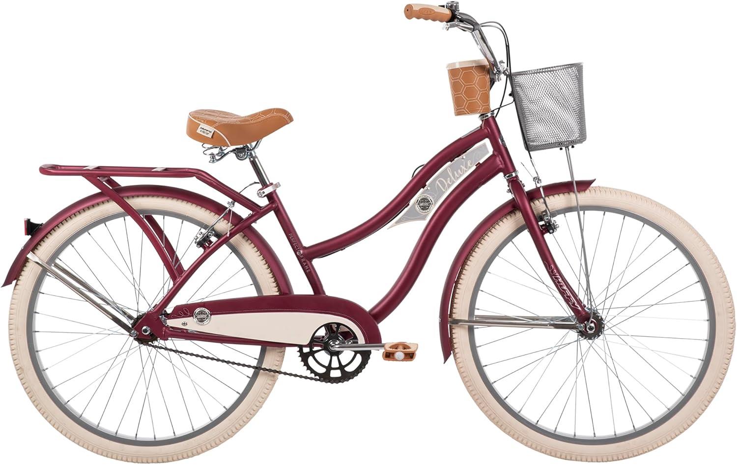 Huffy Deluxe 26 Inch Cruiser Hybrid City Bike - Dark Berry
