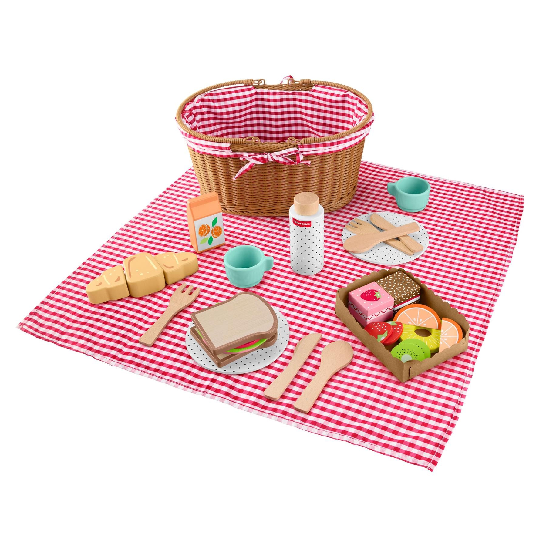 Fisher-Price Wooden Picnic Basket Set