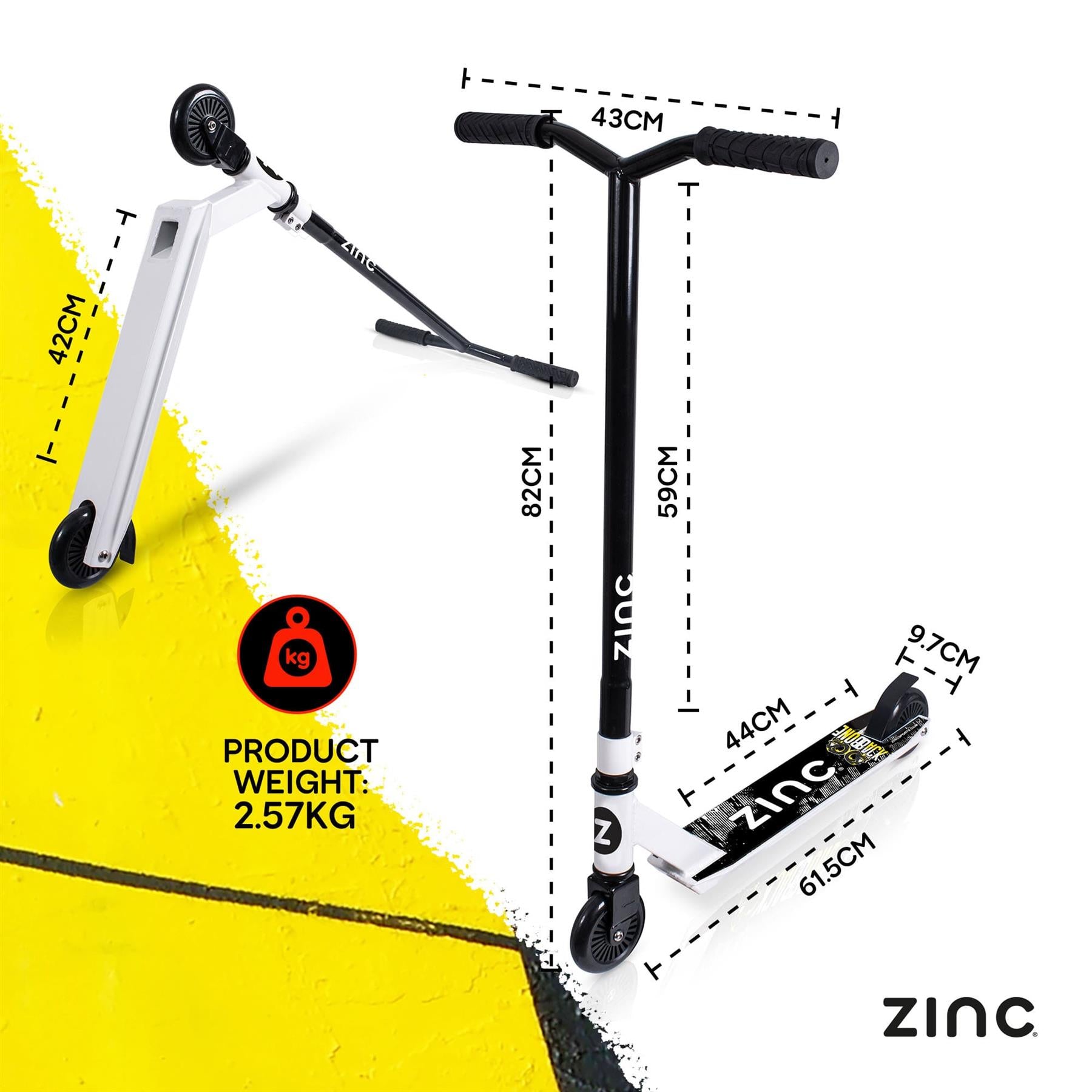 Zinc Backbone Stunt Scooter White