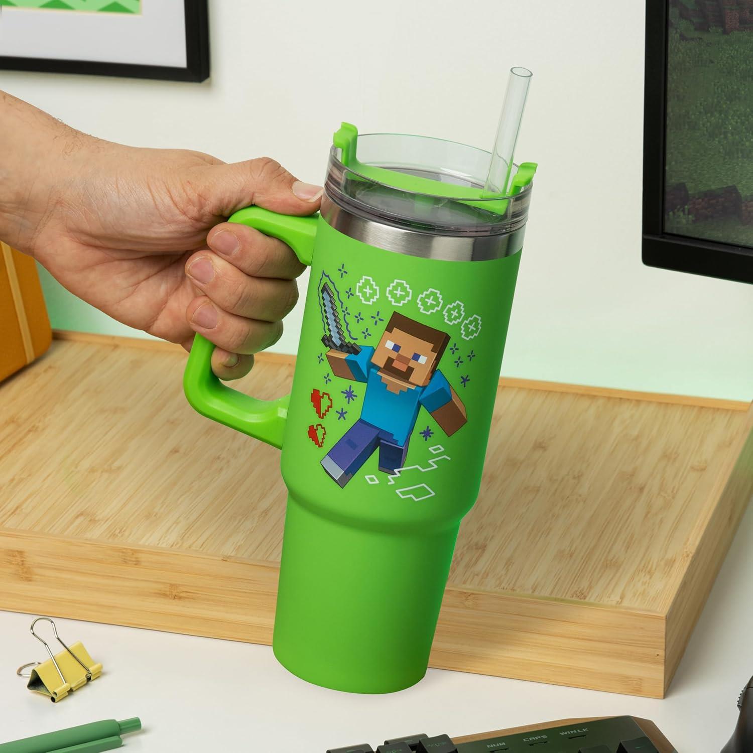 Minecraft Steve & Creeper 900ml Insulated Cup & Straw