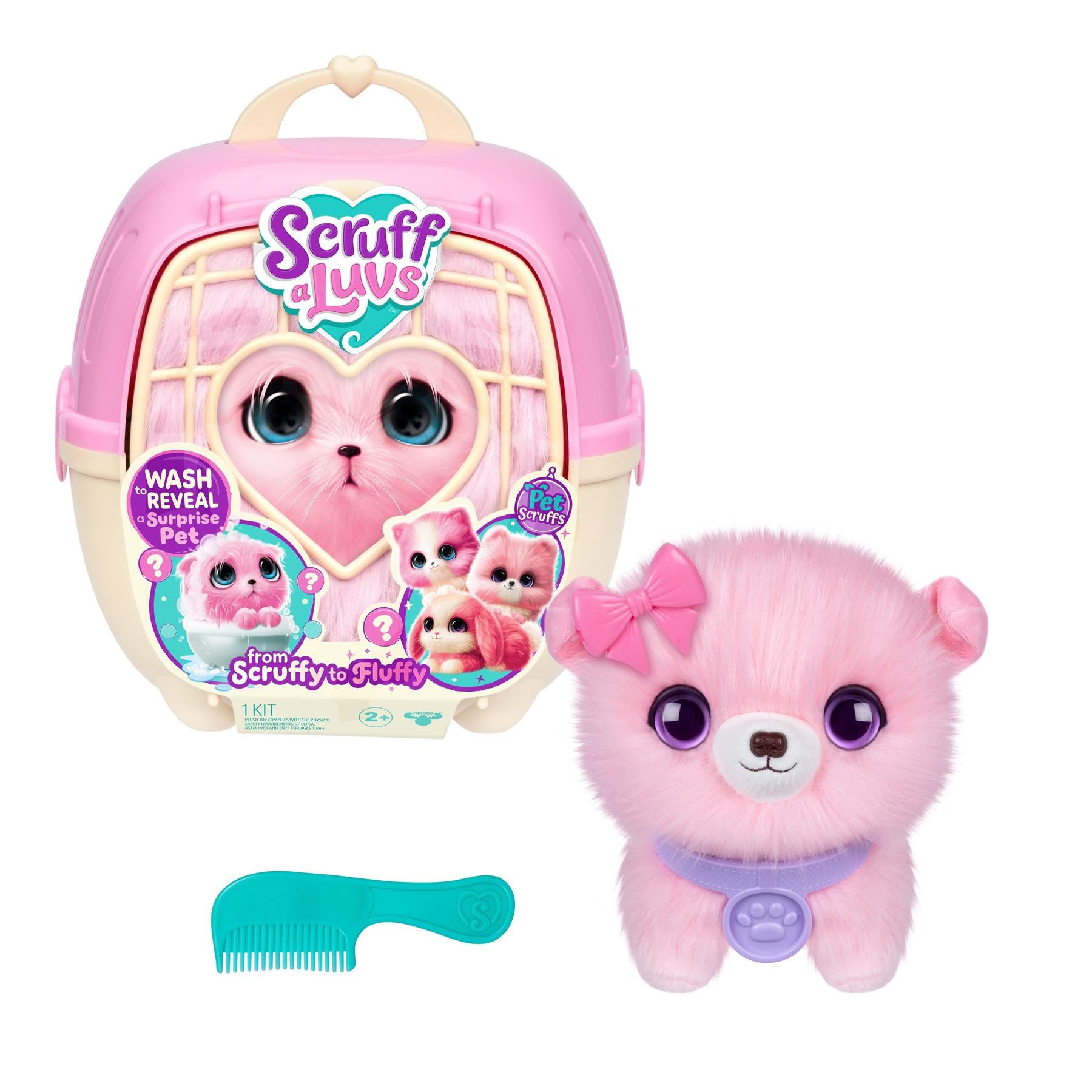 Scruff-A-Luvs Surprise Pink Assorted Pet with Carrier